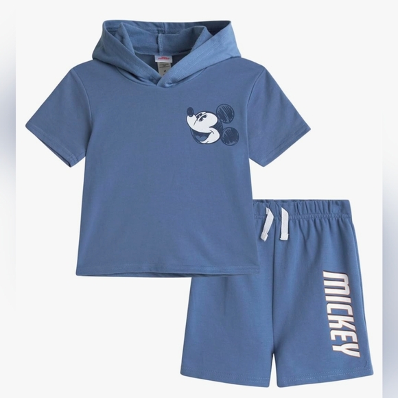 Disney Other - Disney Baby Mickey Mouse Hooded sweatshirt and short 2-Piece Outfit Set